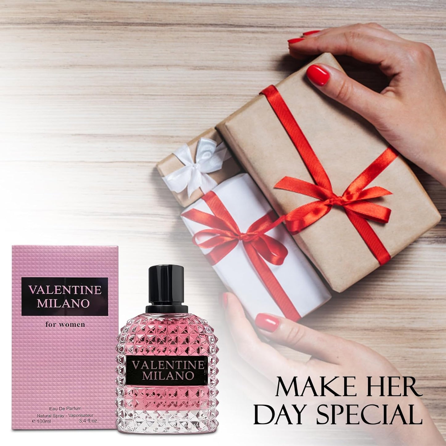Valentine Milano Eau De Parfum Spray Perfume for Women - 3.4oz