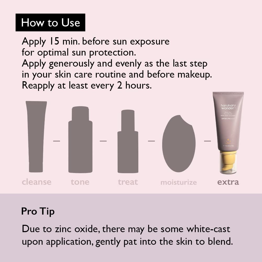 Haruharu Wonder Black Rice Pure Mineral Relief Daily Sunscreen, SPF50+/PA++++, Broad Spectrum UVA/UVB, Octanoate & Oxybenzone Free, Hyaluronic Acid, Niacinamide (50ml / 1.69fl.oz)
