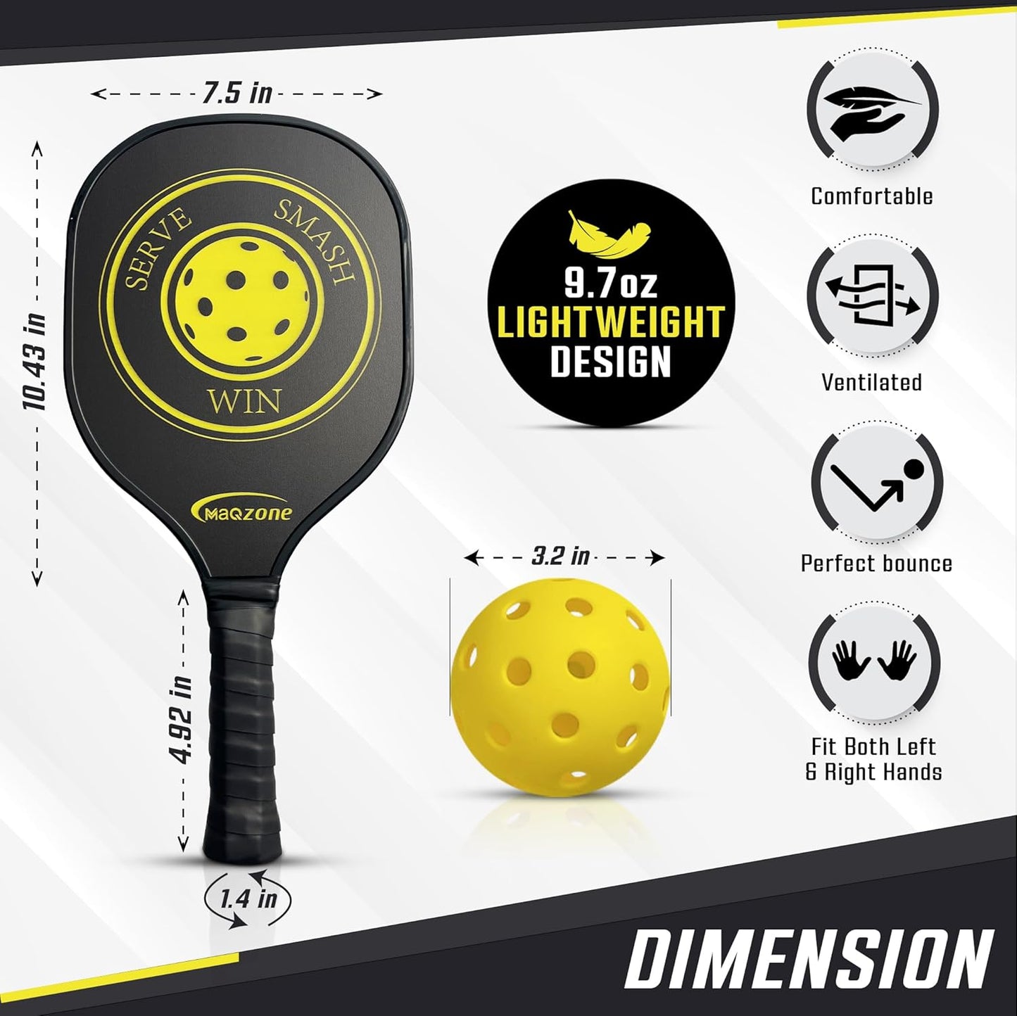Pickleball Paddles Set of 4, USAPA Approved Pickle Ball Racket, Outdoor Pickleball Set