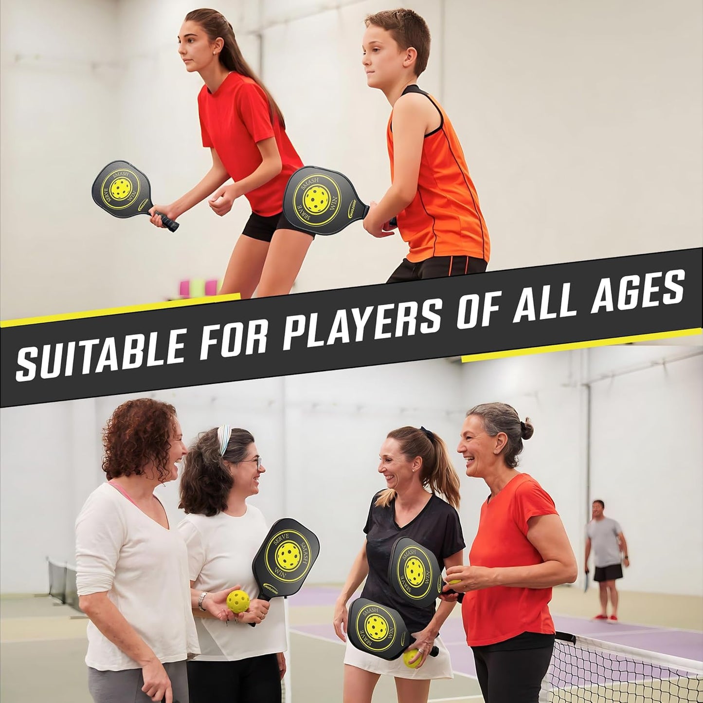 Pickleball Paddles Set of 4, USAPA Approved Pickle Ball Racket, Outdoor Pickleball Set