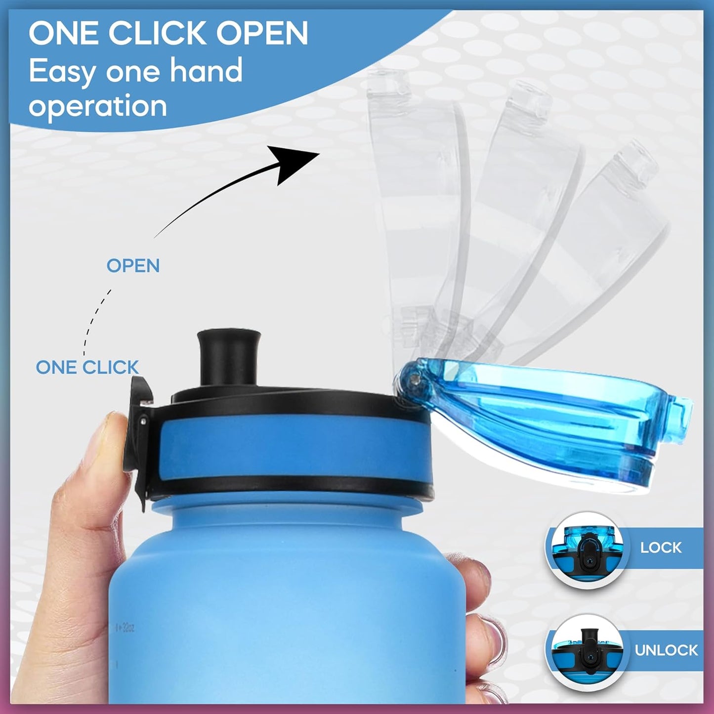 Motivational Water Bottle with Straw Leakproof Tritan Water Bottle 32oz/1000ml Gym & Sports Plastic Water Bottle for Women, Men & Kids Water Bottle BPA Free with filter