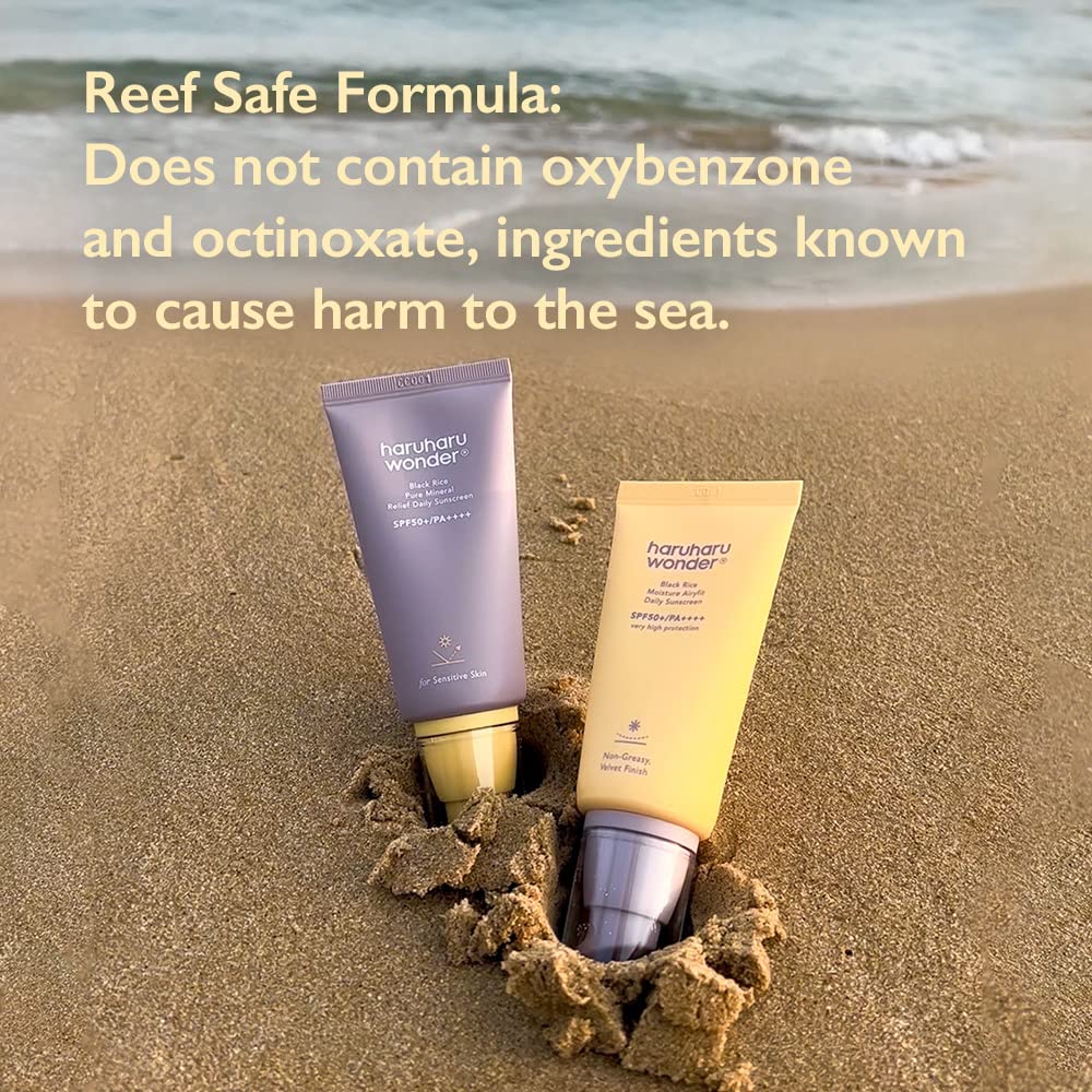 Haruharu Wonder Black Rice Pure Mineral Relief Daily Sunscreen, SPF50+/PA++++, Broad Spectrum UVA/UVB, Octanoate & Oxybenzone Free, Hyaluronic Acid, Niacinamide (50ml / 1.69fl.oz)