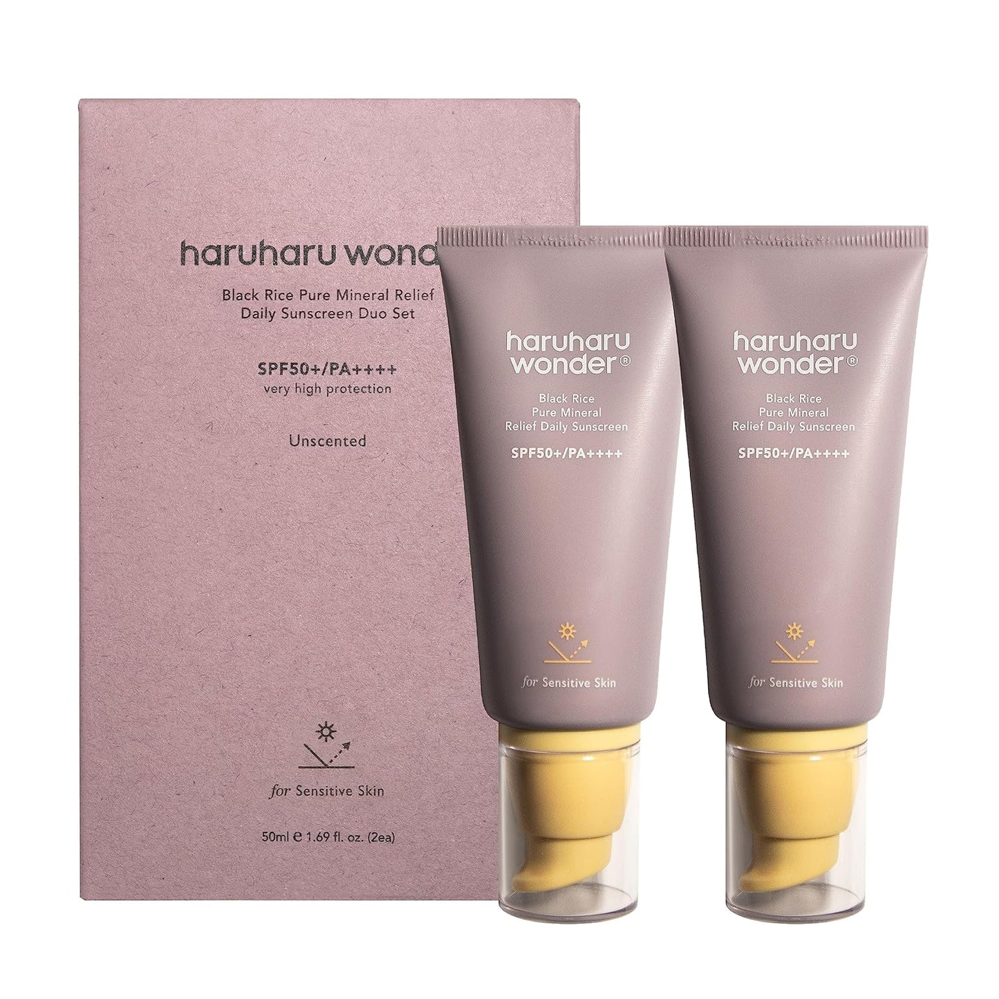 Haruharu Wonder Black Rice Pure Mineral Relief Daily Sunscreen, SPF50+/PA++++, Broad Spectrum UVA/UVB, Octanoate & Oxybenzone Free, Hyaluronic Acid, Niacinamide (50ml / 1.69fl.oz)