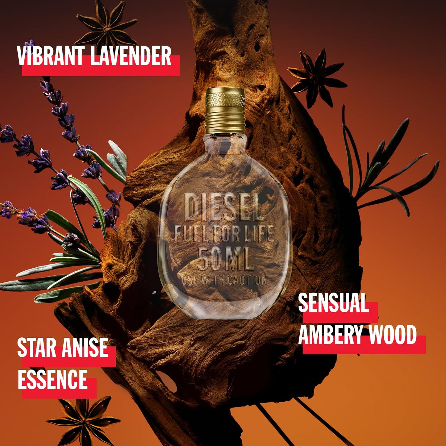 Diesel Fuel For Life, Eau de Toilette for Men, Woody and Ambery Scent With Notes of Anise & Lavender